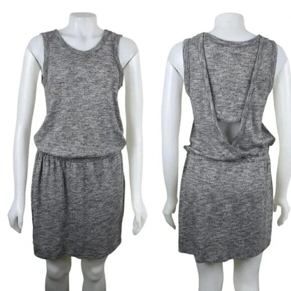 Banana Republic Cut Out Back Elastic Waist Mini Dress Heathered Gray Size Small - Picture 1 of 11
